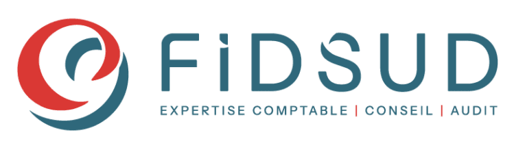 Logo de FiDSUD avec un symbole bleu et rouge, accompagné des mots "Expertise Comptable | Conseil | Audit".